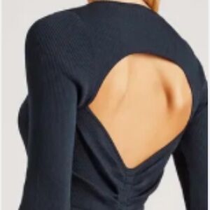 NWT REMAIN BIRGER CHRISTENSEN Blue Serena open-back stretch-knit top Size 8